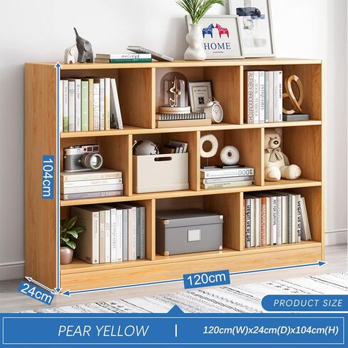 IOTXY Wooden Open Shelf Bookcase - 3-Tier Floor Standing Display Cabinet Rack with Legs, 8 Cubes Bookshelf, Tiffany-Green in Kuwait