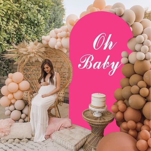 Spandex Arch Cover Khaki Wedding Arch Cover 7.2ft Tan Brown Arch Stand Covers Round Top Chiara Backdrop Cover Dounble Sided Arch Panels Backdrop for Baby Shower Gender Reveal Party Ceremony in Saudi Arabia