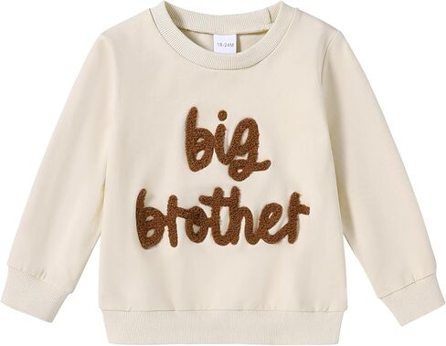 ZOEREA Toddler Baby Boy Clothes Little Big Brother Matching Outfits Fall Pullover Crewneck Embroidered Sweatshirt for 3M-5T in Saudi Arabia