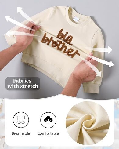 ZOEREA Toddler Baby Boy Clothes Little Big Brother Matching Outfits Fall Pullover Crewneck Embroidered Sweatshirt for 3M-5T in Saudi Arabia