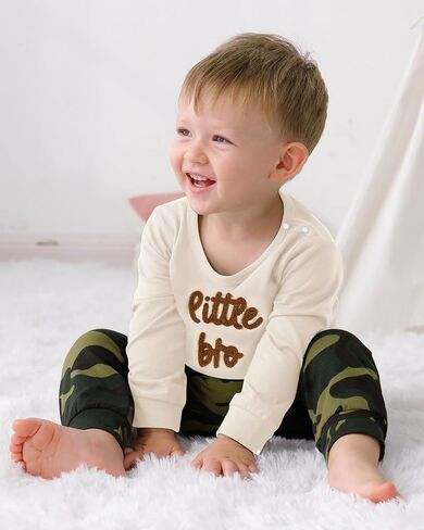 ZOEREA Toddler Baby Boy Clothes Little Big Brother Matching Outfits Fall Pullover Crewneck Embroidered Sweatshirt for 3M-5T in Saudi Arabia