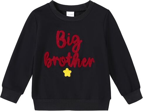 ZOEREA Toddler Baby Boy Clothes Little Big Brother Matching Outfits Fall Pullover Crewneck Embroidered Sweatshirt for 3M-5T in Saudi Arabia