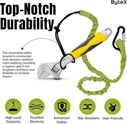 حبل أدوات ByteX مكون من 15 قطعة مع مشبك معدني واحد ونهاية حلقة قابلة للتعديل، الطول القياسي، الحد الأقصى للوزن 8 كجم 17.6 رطل in Kuwait