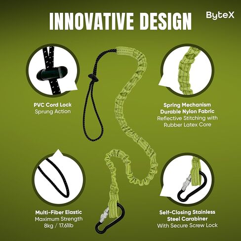 حبل أدوات ByteX مكون من 15 قطعة مع مشبك معدني واحد ونهاية حلقة قابلة للتعديل، الطول القياسي، الحد الأقصى للوزن 8 كجم 17.6 رطل in Kuwait