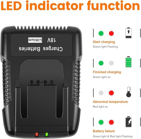 مجموعة بطارية وشاحن بديلة 18 فولت لـ RIDGID متوافقة مع بطارية مثقاب RIDGID R840087 R840083 R840086 R840084 AC840086 AC840085 RIDGID 18 فولت (عبوتان) in Kuwait