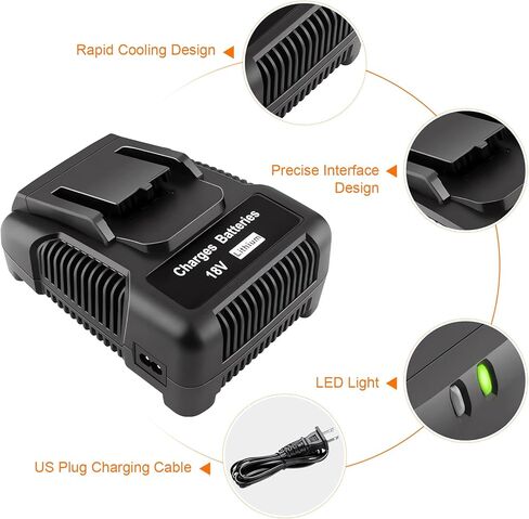 مجموعة بطارية وشاحن بديلة 18 فولت لـ RIDGID متوافقة مع بطارية مثقاب RIDGID R840087 R840083 R840086 R840084 AC840086 AC840085 RIDGID 18 فولت (عبوتان) in Kuwait