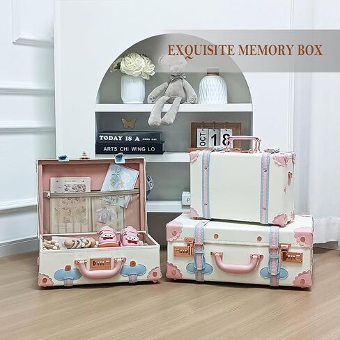 Unitravel Baby Keepsake Case, 16" Handmade Memory Storage Box, Newborn Keepsake Box, Vintage Suitcase for Baby Shower, Baptism, Naming Ceremony or Birthday (floral) in Saudi Arabia