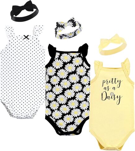 Hudson Baby girls Sleeveless Bodysuit and Headband SetBaby and Toddler T-Shirt Set in Kuwait