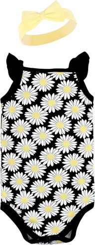 Hudson Baby girls Sleeveless Bodysuit and Headband SetBaby and Toddler T-Shirt Set in Kuwait