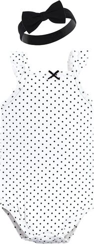 Hudson Baby girls Sleeveless Bodysuit and Headband SetBaby and Toddler T-Shirt Set in Kuwait