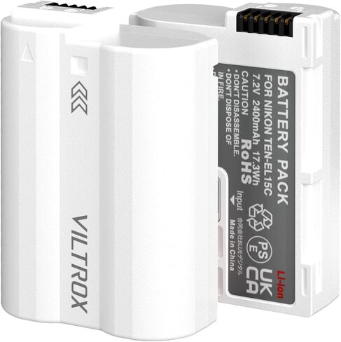 VILTROX 2 Pack EN-EL15C Replacement Batteries 2400mAh USB-C Fast Charging Rechargeable Camera Battery Compatible with Nikon Zf,Z5,Z6,Z6II,Z7,Z8,D500,D600,D610,D750,D780,D800/E,D810/A,D850,D7000,1 V1 in Saudi Arabia