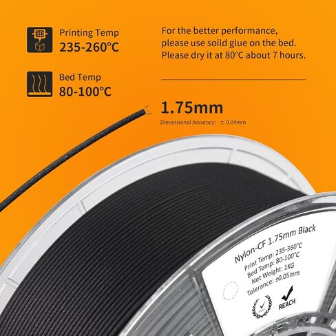 YXPOLYER Carbon Fiber PC Filament Tough Carbon Fiber Polycarbonate 1.75mm PC-CF 3D Printer Filament 1kg/2.2lb, Excellent Strength, Rigidity and Heat Resistance 3D Engineering Material Filament, Black in Saudi Arabia
