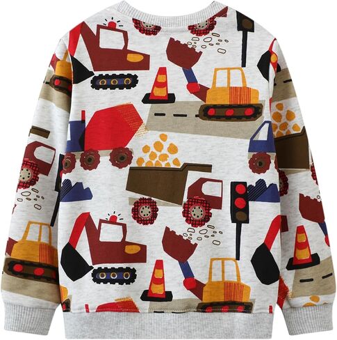 B&G-KID Toddler Boys Crewneck Sweatshirts Christmas Kids Excavator Long Sleeve Pullover Casual Santa Tops Clothes 2-7T. in Saudi Arabia