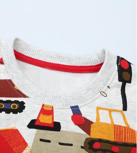 B&G-KID Toddler Boys Crewneck Sweatshirts Christmas Kids Excavator Long Sleeve Pullover Casual Santa Tops Clothes 2-7T. in Saudi Arabia