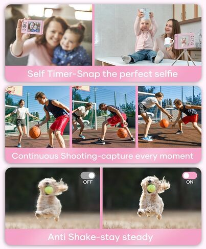 كاميرا رقمية بدقة 56 ميجابكسل، كاميرا FHD 1080P Point & Shoot مع بطاقة SD سعة 32 جيجابايت، بطاريتان وحبل قصير، مثالية للأطفال والمراهقين، هدية مناسبة للفتيات in Kuwait
