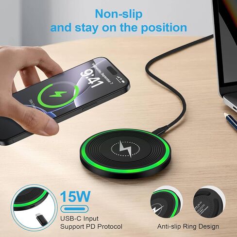 محطة شحن لاسلكية Motorola سريعة لهاتف Moto Edge 50 Pro، G Stylus Power 2024، وسادة شاحن هاتف Android لهاتف Samsung Galaxy S24 Ultra S24+ S23 FE S22 S21 S20، iPhone 15 14 13، Google Pixel 8a in Kuwait