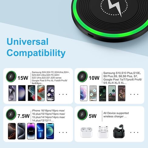 محطة شحن لاسلكية Motorola سريعة لهاتف Moto Edge 50 Pro، G Stylus Power 2024، وسادة شاحن هاتف Android لهاتف Samsung Galaxy S24 Ultra S24+ S23 FE S22 S21 S20، iPhone 15 14 13، Google Pixel 8a in Kuwait