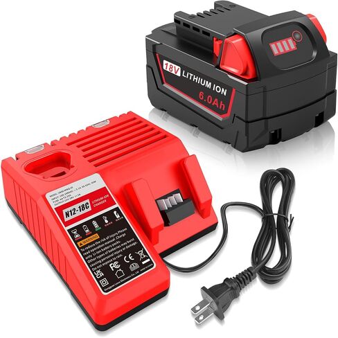 18V 6.0Ah Lithium Battery 2-Pack Replacement for Milwaukee WK18, Compatible with Milwaukee M18 Battery Tools and Charger 48-11-1850, 48-11-1852, 48-11-1865, 48-11-1862, 48-11-1840 in Saudi Arabia