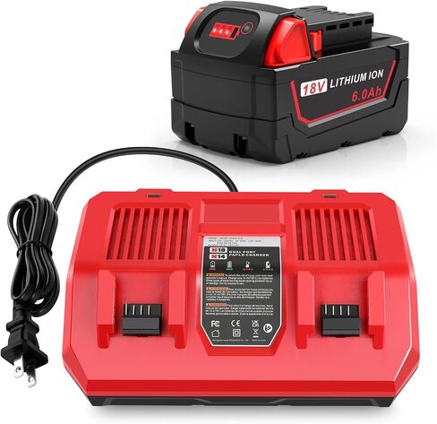 18V 6.0Ah Lithium Battery 2-Pack Replacement for Milwaukee WK18, Compatible with Milwaukee M18 Battery Tools and Charger 48-11-1850, 48-11-1852, 48-11-1865, 48-11-1862, 48-11-1840 in Saudi Arabia