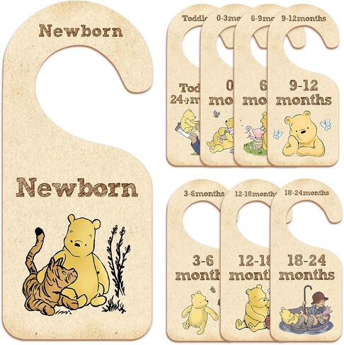 Winnie Nursery Decor Baby Closet Divider -8PCS Wooden Baby Closet Dividers for Baby Clothes Organizer,Baby Clothes Dividers for Closet,Daisy Design Nursery Decor Clothes Hanger Dividers in Kuwait
