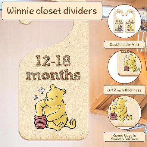 Winnie Nursery Decor Baby Closet Divider -8PCS Wooden Baby Closet Dividers for Baby Clothes Organizer,Baby Clothes Dividers for Closet,Daisy Design Nursery Decor Clothes Hanger Dividers in Kuwait