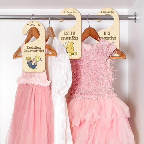 Winnie Nursery Decor Baby Closet Divider -8PCS Wooden Baby Closet Dividers for Baby Clothes Organizer,Baby Clothes Dividers for Closet,Daisy Design Nursery Decor Clothes Hanger Dividers in Kuwait