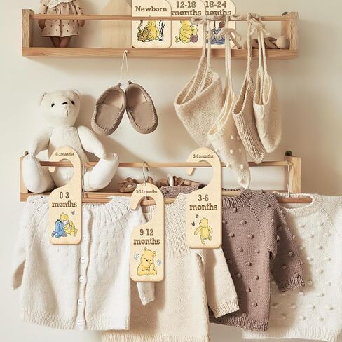 Winnie Nursery Decor Baby Closet Divider -8PCS Wooden Baby Closet Dividers for Baby Clothes Organizer,Baby Clothes Dividers for Closet,Daisy Design Nursery Decor Clothes Hanger Dividers in Kuwait