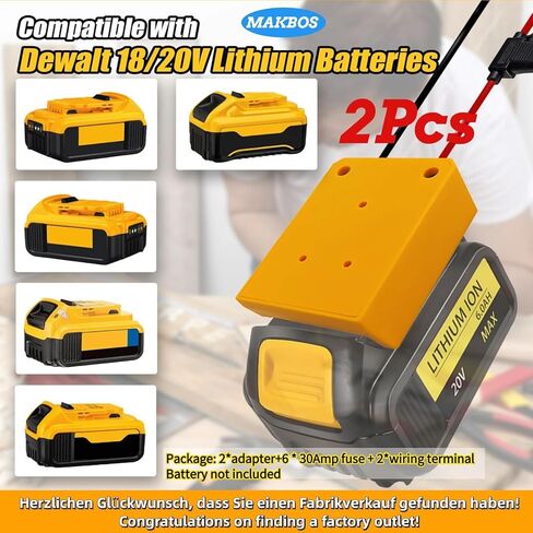 2Pcs for Dewalt 20V Battery Adapter,for Power Wheels Adaptor,DIY Charger Drill Converter for Dewalt Battery Power Station,Battery Conversion Kit with Switch,for Robotics Rc Car Truck Toys Batteries in Kuwait