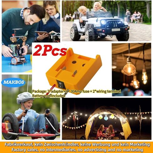2Pcs for Dewalt 20V Battery Adapter,for Power Wheels Adaptor,DIY Charger Drill Converter for Dewalt Battery Power Station,Battery Conversion Kit with Switch,for Robotics Rc Car Truck Toys Batteries in Kuwait
