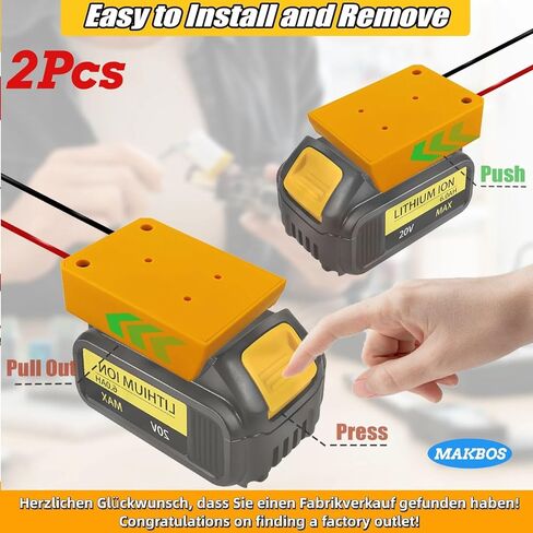 2Pcs for Dewalt 20V Battery Adapter,for Power Wheels Adaptor,DIY Charger Drill Converter for Dewalt Battery Power Station,Battery Conversion Kit with Switch,for Robotics Rc Car Truck Toys Batteries in Kuwait