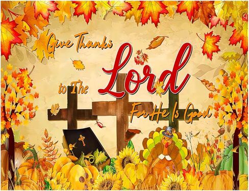YYNXSY Fall Jesus Backdrop Banner Give Thanks to The Lord Photo Background Religious Autumn Pumpkin Maple Leaf Backdrop Decor for Autumn Fall Harvest Holiday Party Photo Prop 7X5FT YY-2528 in Saudi Arabia