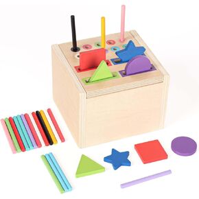 Montessori Toys for 1 2 3 Year Old, 2 in 1 Wooden Color Sorting and Matching Toys for Toddlers, Educational Fine Motor Developmental Sensory Toy, Ideal Gift for 12-36 Month Boys Girls