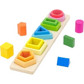 MEYOR Montessori Toys for Toddlers 1 2 3 Year Old Educational Shape Color Sorter Preschool Kids Gifts,Wooden Sorting & Stacking Toys for Baby Kids