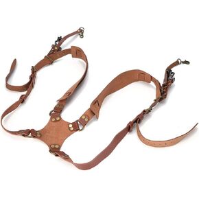 Leather Double Shoulder Harness Strap for DSLR Cameras, Prevent Camera Loss, Compact and Lightweight with 1/4 inch Standard Screw for, (Shoulders-Brown)
