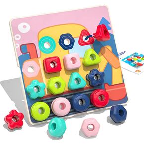 Stacking Peg Board Set Toy Occupational Therapy Games for Kids, Color Sorting Boy and Girl Toys