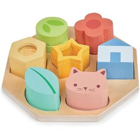 Mentari Toys - Sensory Activity Tray - 8pc Montessori Toy - Wooden Sensory Pieces with Shape Sorting Base - Boost Fine Motor Skills and Hand-Eye Coordination - Early Development Toy - Age 2+