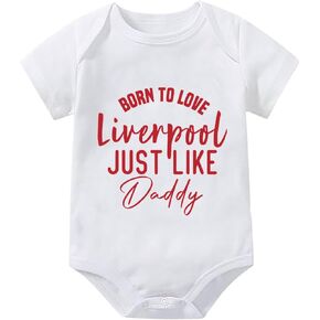 Born To Love Liverpool Just Like Daddy Newborn Outfits Baby Infant Clothes Short Sleeve Baby Girl Rompers White