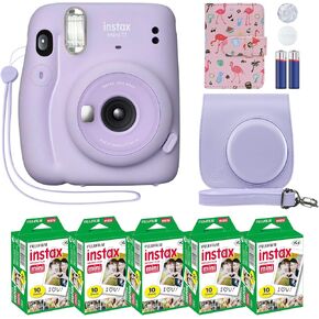 Fujifilm Instax Mini 11 Instant Camera + MiniMate Accessory Bundle & Compatible Custom Case + Fuji Instax Film Value Pack (50 Sheets) Flamingo Designer Photo Album (Lilac Purple, Standard Packaging) in Saudi Arabia
