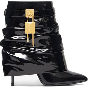 THESHY Women's Fold Over Stiletto Ankle Boots Pointed Toe Lock Mid Calf Shark Bootie Pull on Fashion Party Winter Boots for Women