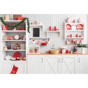 Funnytree 7X5ft Christmas Modern Kitchen Photography Backdrop Retro Wood Wall Cook Background Indoor Photobooth Decorations Photo Studio Newborn Baby Portrait Props Light White
