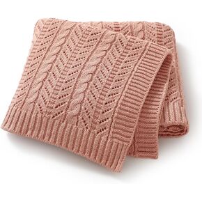 Opewod Neutral Baby Blanket Warm Knit Cotton Swaddle Blankets Soft Cozy Toddler Blankets for Boys Girls White 30 x 40 Inch