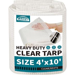 4'x8'(2pack) Semi Clear White Tarp Waterproof Green House Cover with Grommets 7.5mil Clear Poly tarps for Gardening,Farm, Garden,Chicken Coops，Outdoor
