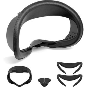 RCstyle Face Cover Facial Interface Compatible with Meta/Oculus Quest 3S Accessories, Air Circulation Design, Soft and Breathable Ice Silk Cotton and PU Mask Pad and Blackout Nose Pads