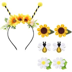 Bee Hair Accessories Antenna Headband Baby Hair Clips for Girls Sunflower Bumble Hairbands Honey Bee Toddler Bows for Kids Girls Toddler Adults