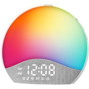 Sunrise Alarm Clock Sound Machine, Upgraded Backlit Buttons, 26 Soothing Sounds, White Noise Machine Night Light, Bluetooth Speaker Wake Up Light for Bedroom, Heavy Sleeper, Adults, Kids