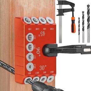 Steel DN Mate Aluminum Drill Guide, 30 45 90 Degree Angle 4 Sizes for Cable Railing Lag Screw Wood Post, Drill Hole Guide Jig for Angled/Straight Holes for Deck Cable Stair Handrail DG12