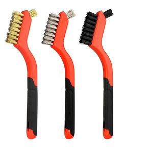Wire Brush Set, Small Wire Brushes for Cleaning Rust, Brass, Stainless Steel, and Nylon Heavy Duty Curved Scratch Brush for Rust, Dirt &Amp Cleaning Brush Set-7Inches