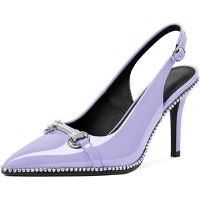 Slingback Heels for Women Stilettos High Heel Crystal-Encrusted Buckled Heels Pointd Toe Pumps 3.5 Inch Comfortable Event Party Dress Shoes