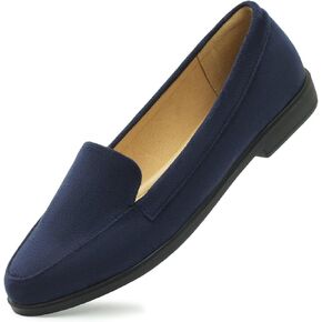 MUSSHOE Women's Loafer Slip-on Flats for Women Dressy Comfortable Loafers for Women Navy