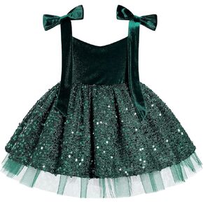Toddler Baby Girls Velvet Dress Fall Winter Sequins Ruffle Tulle Sling Dress Princess Christmas Party Dresses